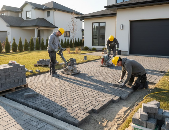Installation de pavé uni